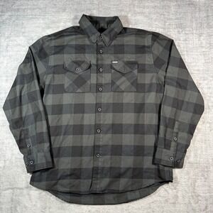 Dixxon Flannel Co Shirt Mens XL Black Grey Buffalo Check D-Tech Biker Workwear